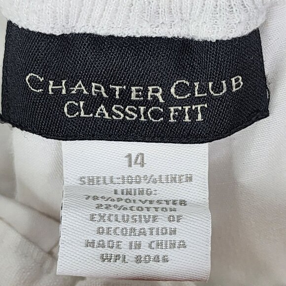 Womens White Charter Club Capri Pants Classic Fit 100% Linen Hi Rise Size 14 - Picture 5 of 11
